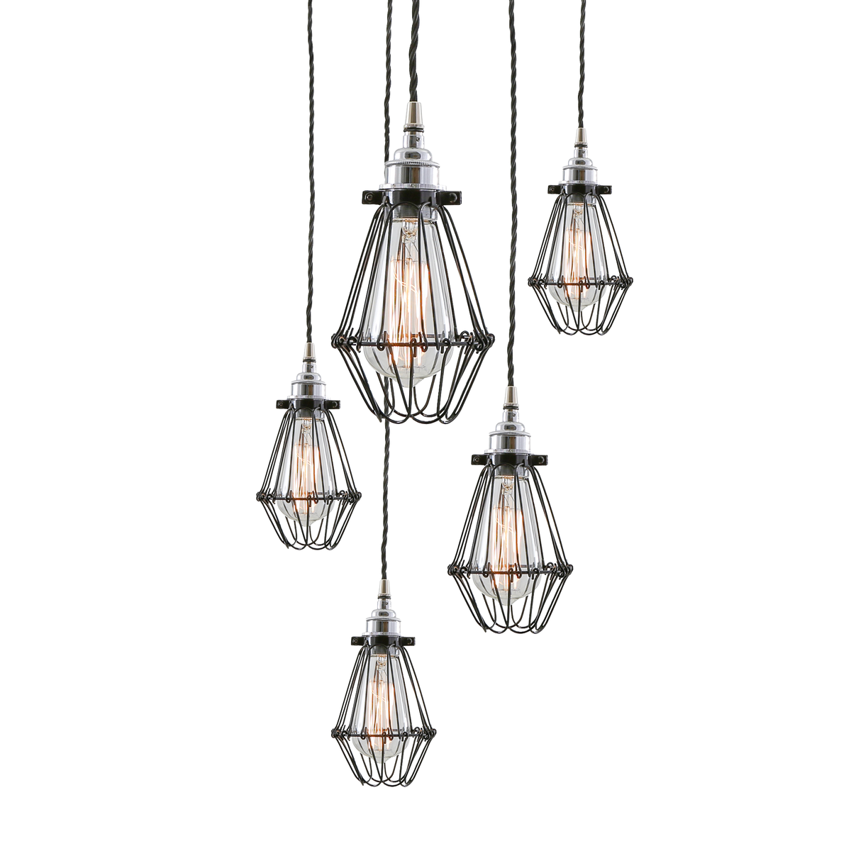 PRAIA - Cage Pendant Cluster, Five Light