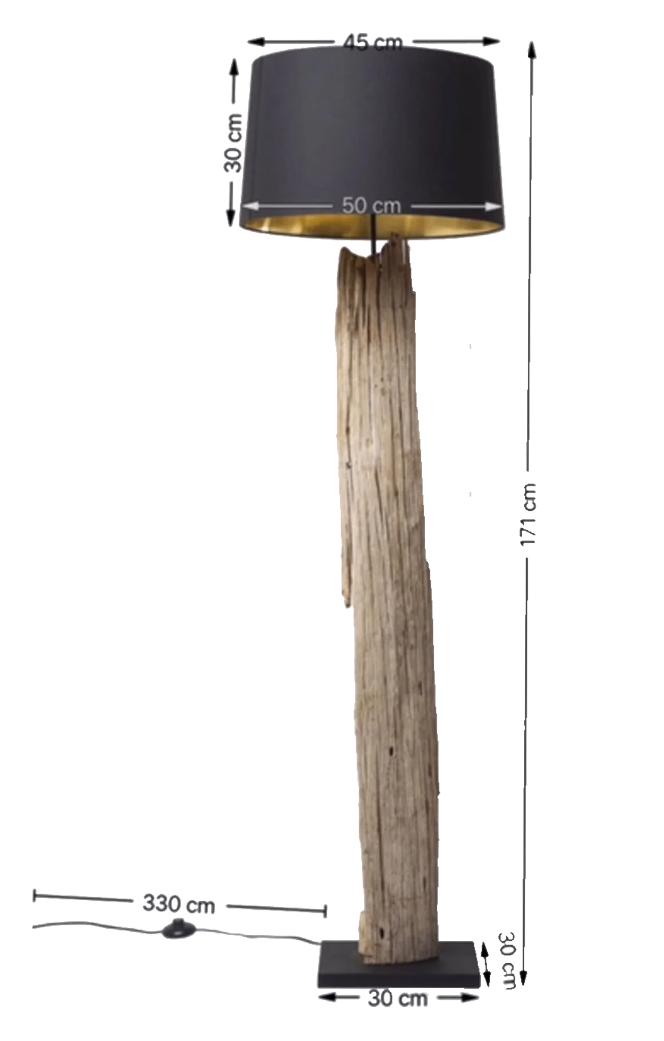 GOLVLAMPA NATURE - Drivved, 171cm