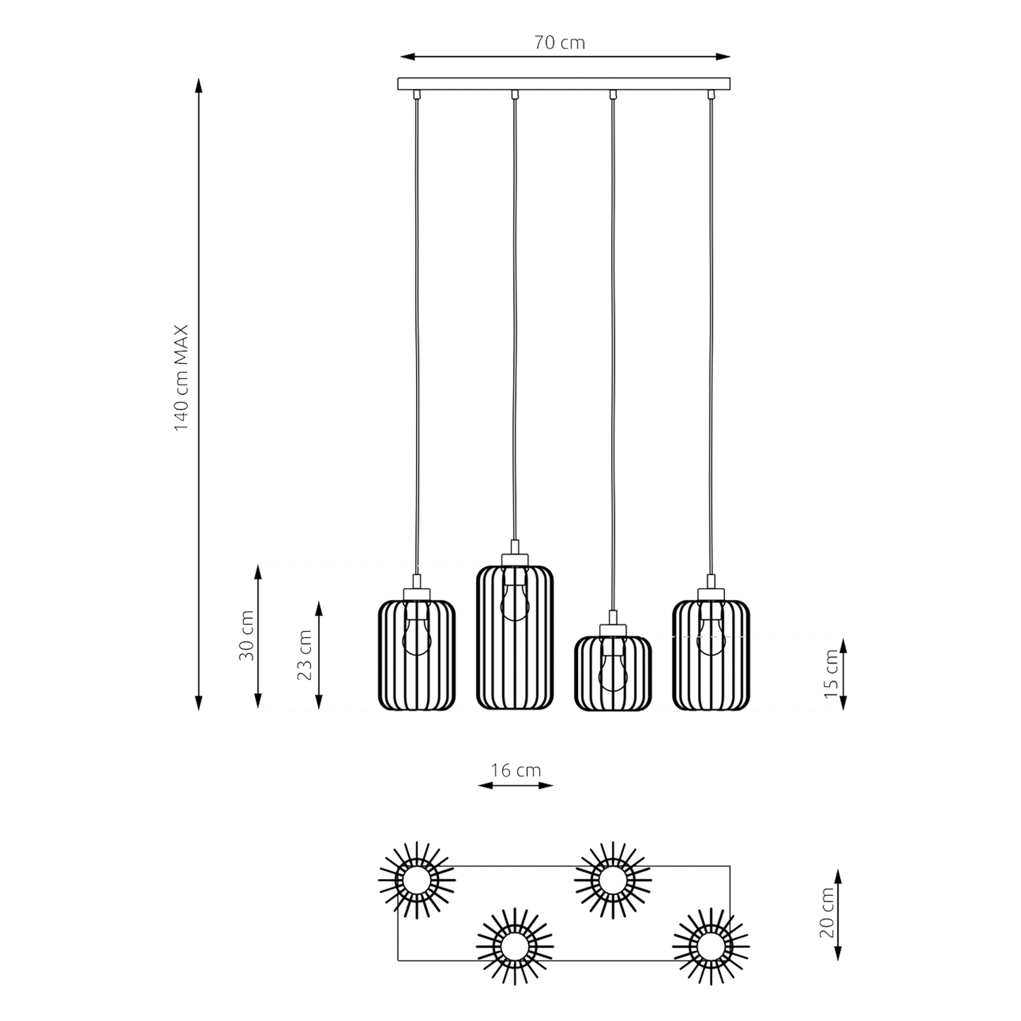 VANDER 4 - Pendel Taklampa Rektangulär 60cm