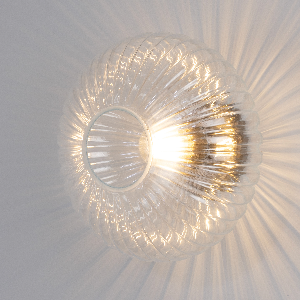 NEITH - Oval Reeded Glass and Brass Wall Light 30cm