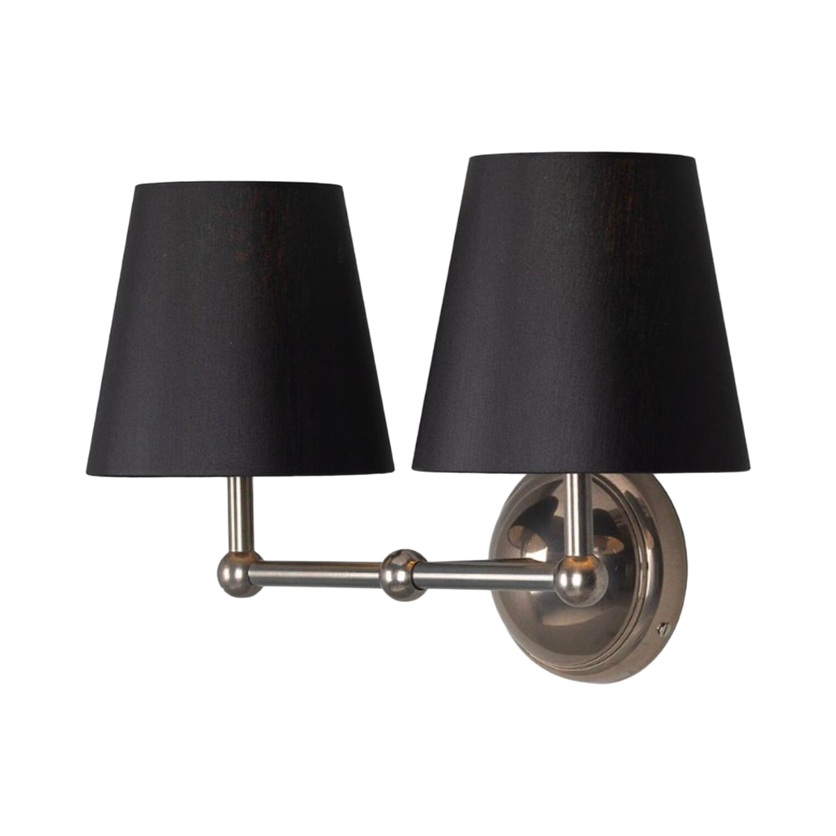BUSAN - Modern Brass Double Wall Light with Fabric Shades