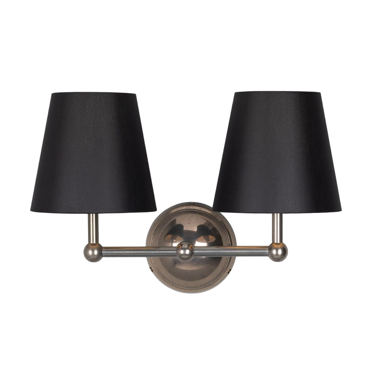 BUSAN - Modern Brass Double Wall Light with Fabric Shades