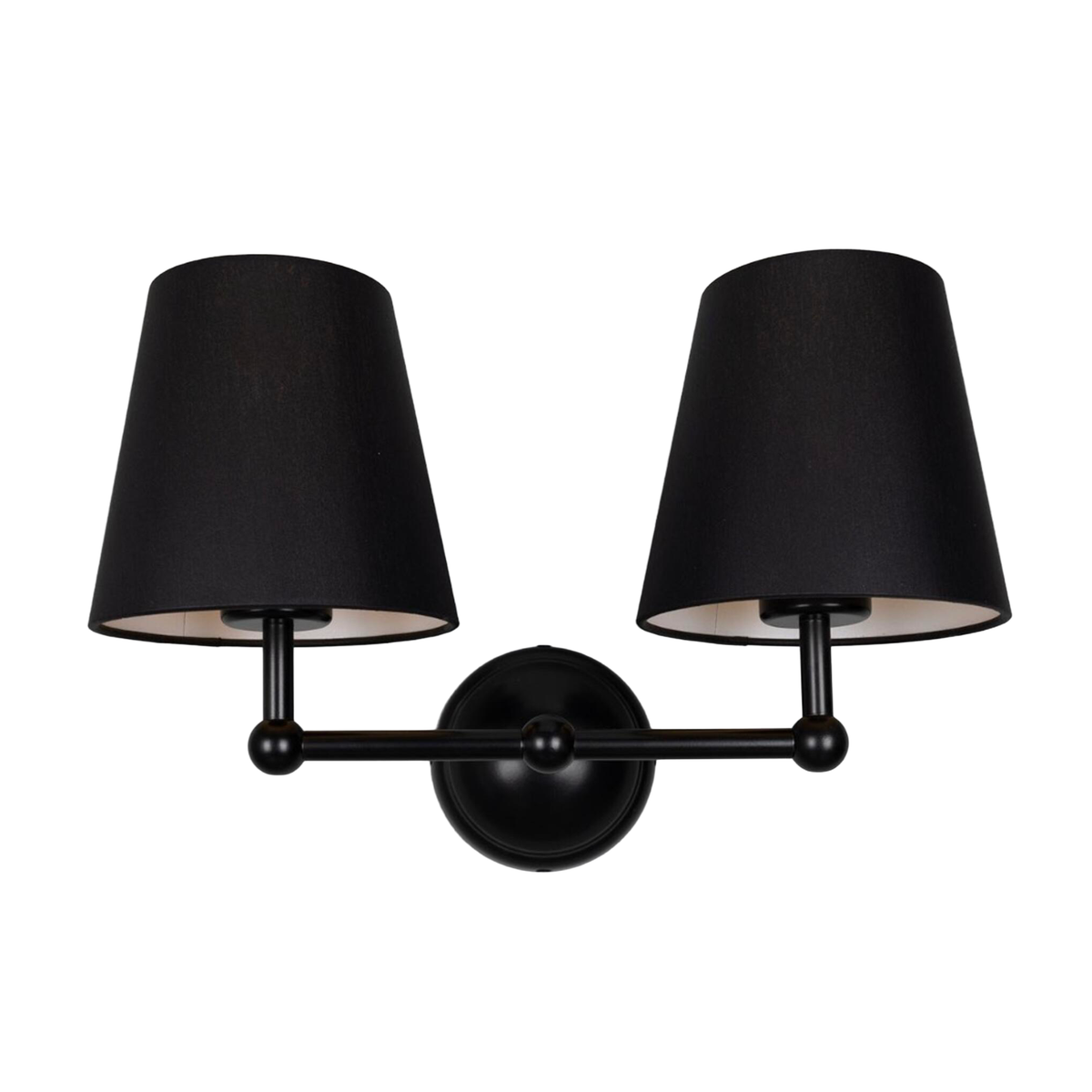 BUSAN - Modern Brass Double Wall Light with Fabric Shades