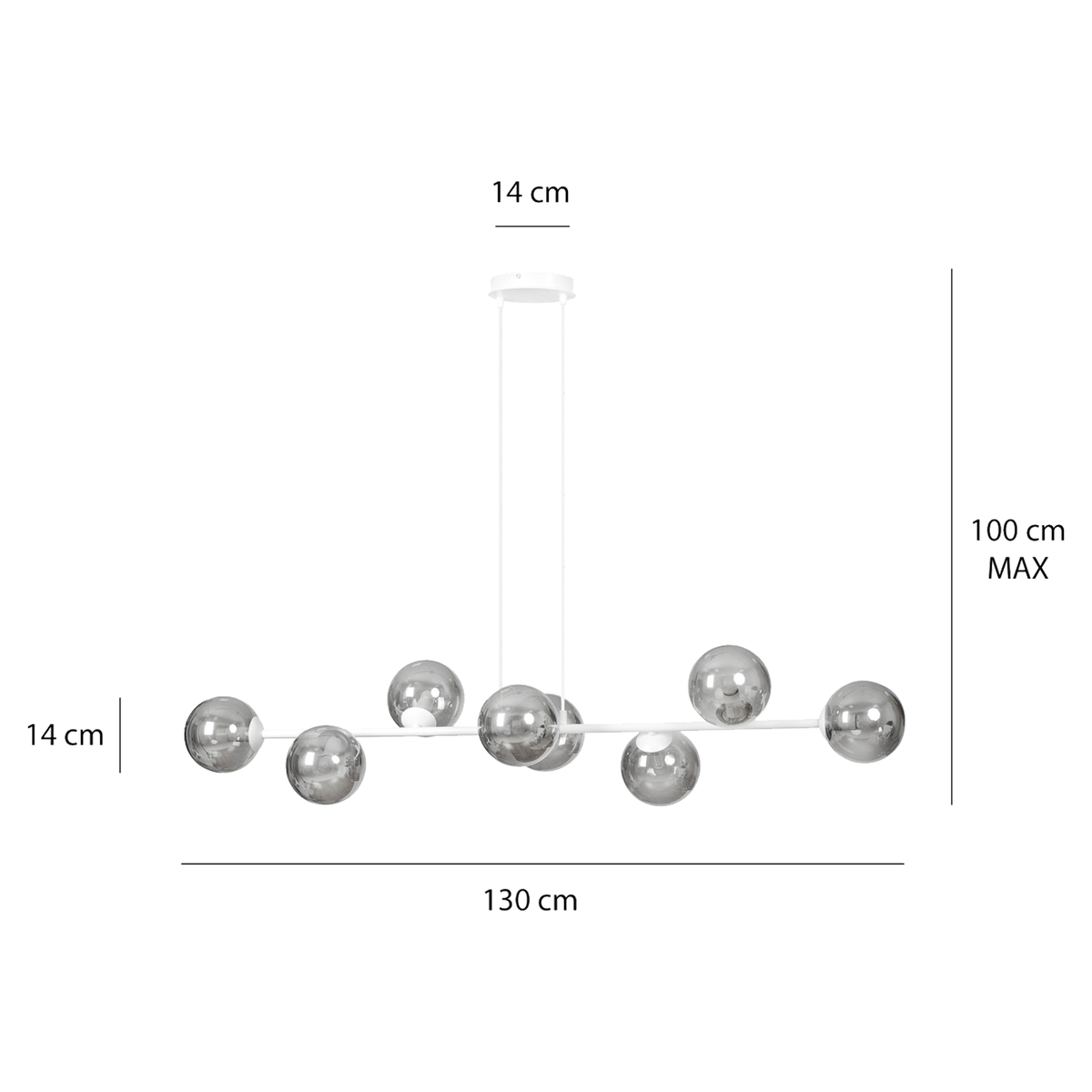 TAKLAMPA ROSSI 8 - Vit 130cm (Special Beställningsvara)