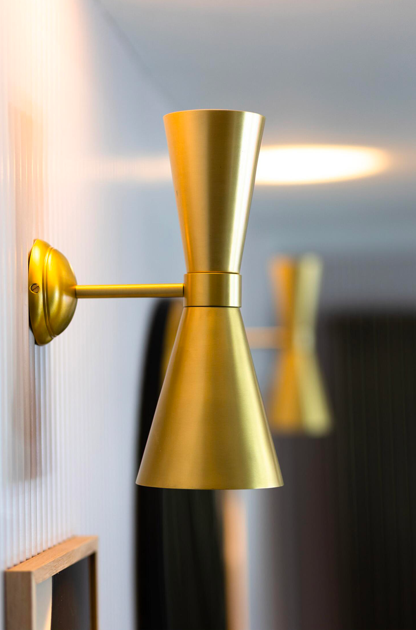 AMIAS - Mid Century Double Brass Cone Wall Light