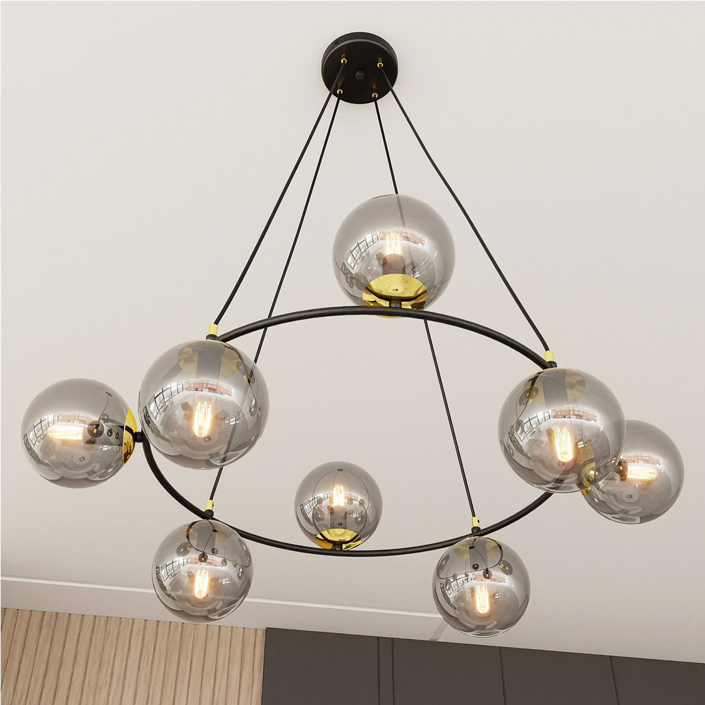 AZURA - Taklampa med 8 rökfärgade glas