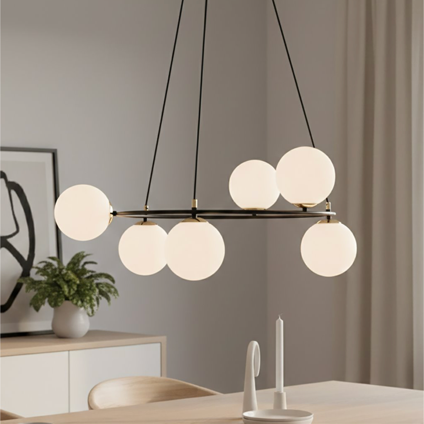 AZURA - Taklampa med 6 opalvita glas