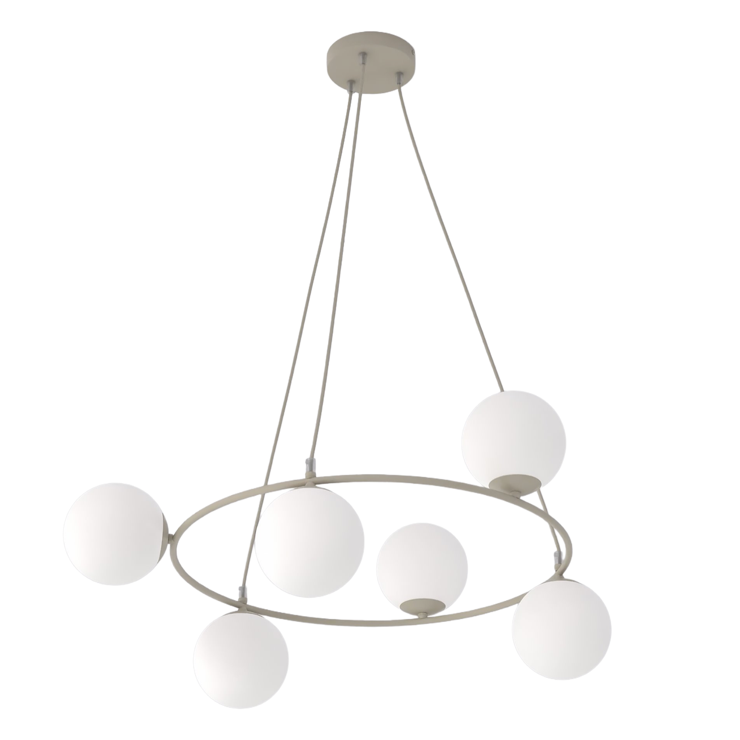 AZURA - Taklampa i mokka med 6 opalvita glas