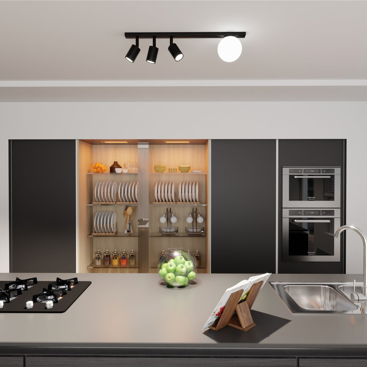 TAKLAMPA BASTER 4 - Spotlights med glob