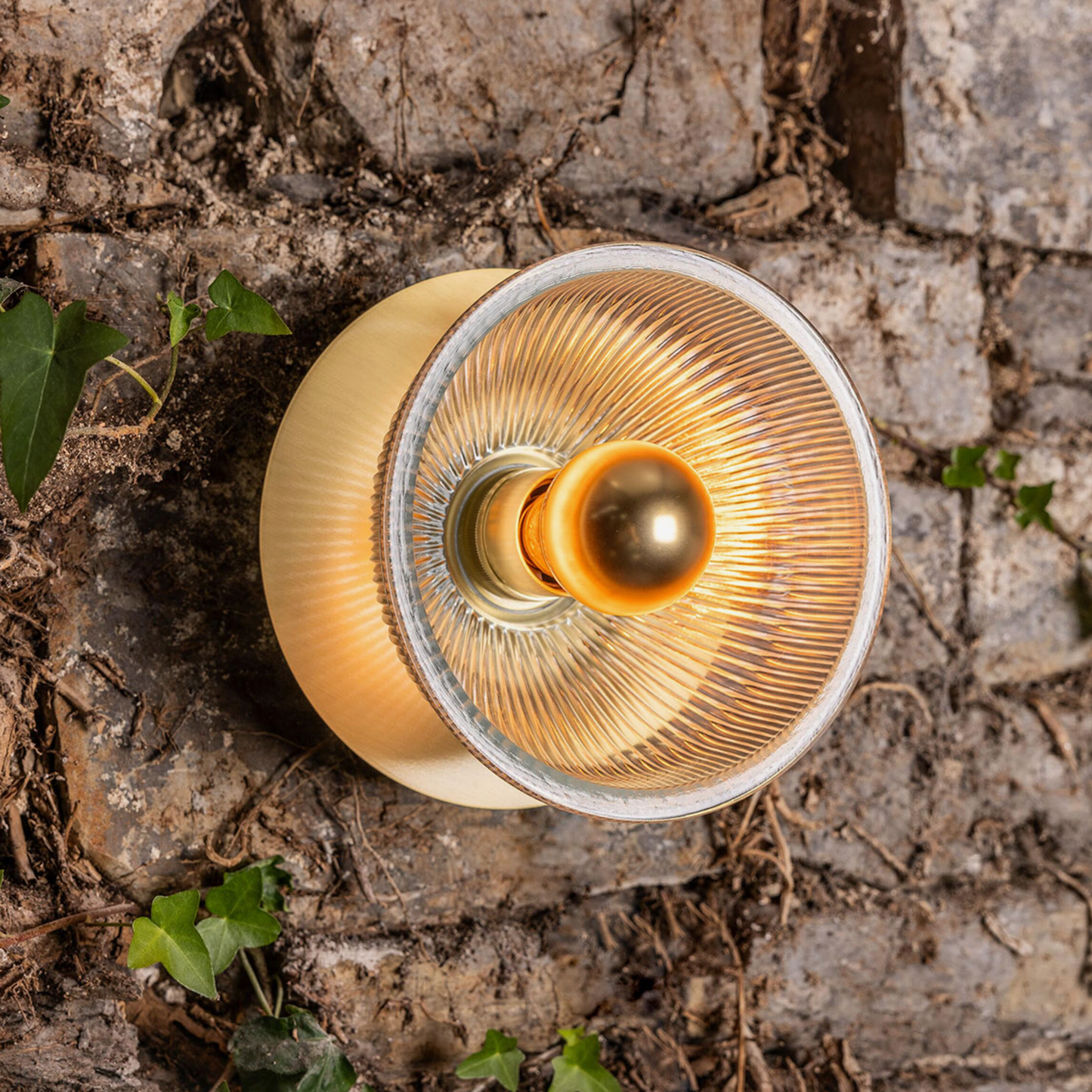 ECLIPSE - Prismatic Brass Glass Dish Wall Light