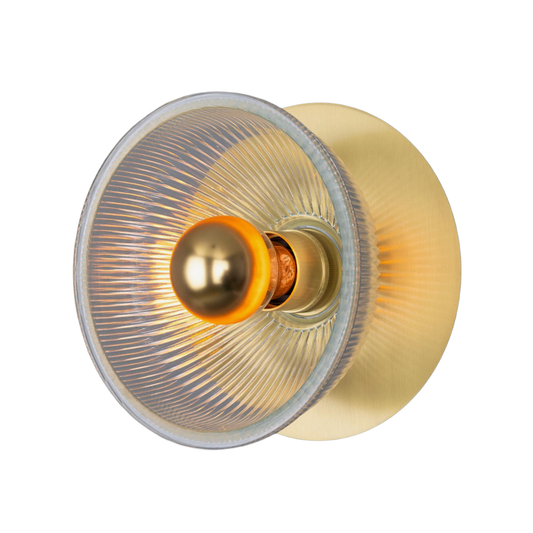 ECLIPSE - Prismatic Brass Glass Dish Wall Light