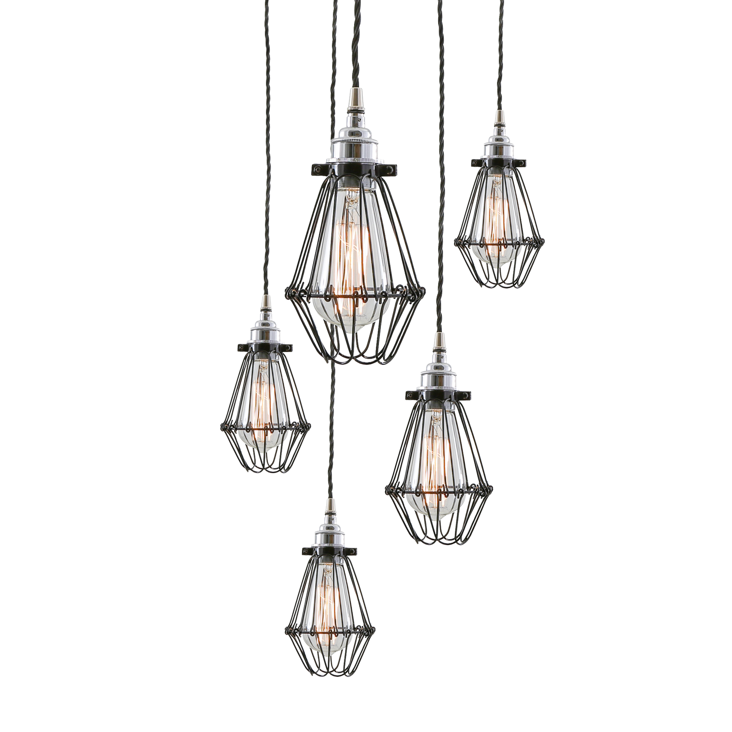 PRAIA - Cage Pendant Cluster, Five Light