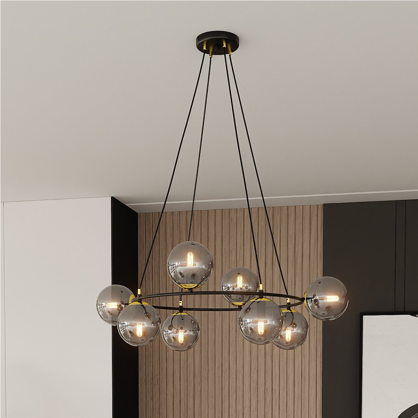 AZURA - Taklampa med 8 rökfärgade glas