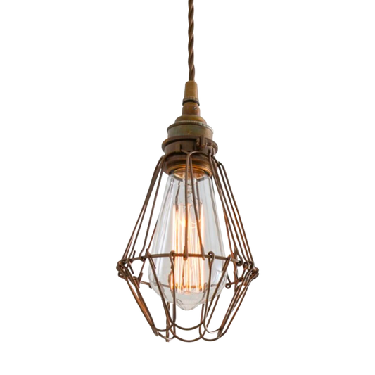 PRAIA - Bronze Industrial Cage Pendant Light