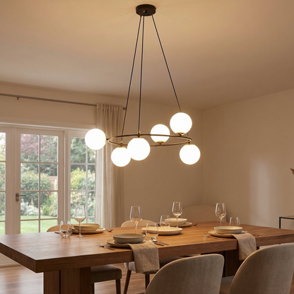 AZURA - Taklampa med 6 opalvita glas