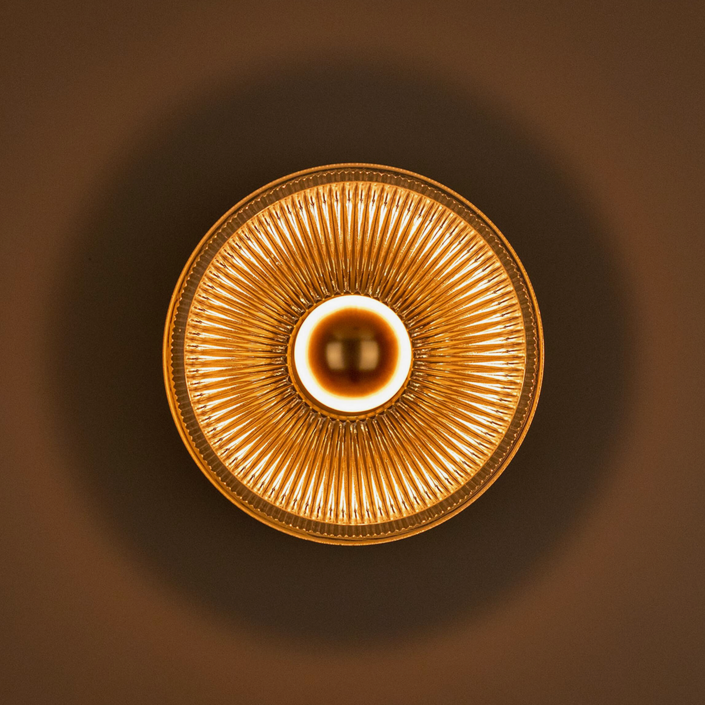ECLIPSE - Prismatic Brass Glass Dish Wall Light