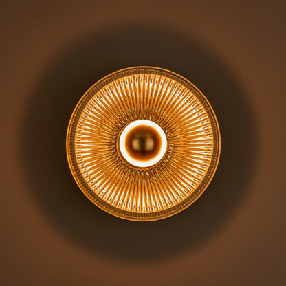 ECLIPSE - Prismatic Brass Glass Dish Wall Light