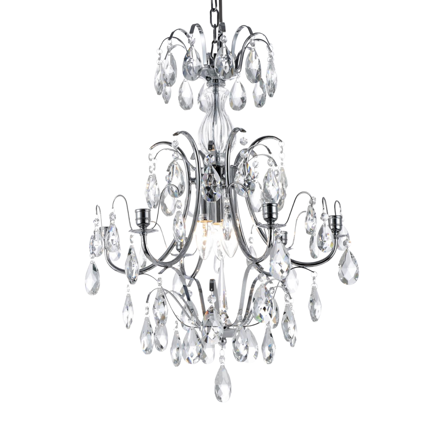 CHARLOTTE BAROCKKRONA  6-Arm - Mellan Krom. D47xH61