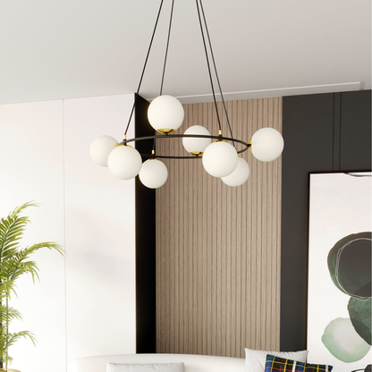 AZURA - Taklampa med 8 opalvita glas