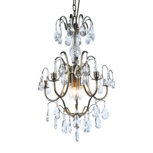 CHARLOTTE BAROCKKRONA 5-Arm - Liten Antik Mässing. D40xH60