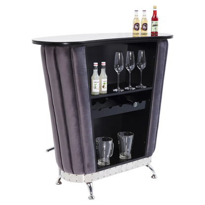 BAR AFTER WORK - Bardisk i Grå Sammet/Krom