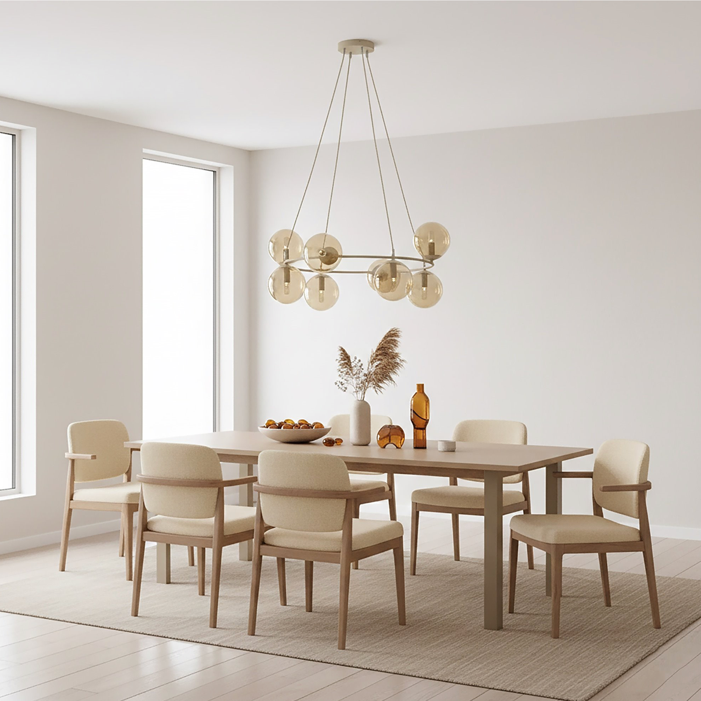 AZURA - Taklampa i mokka med 8 amber färgade glas