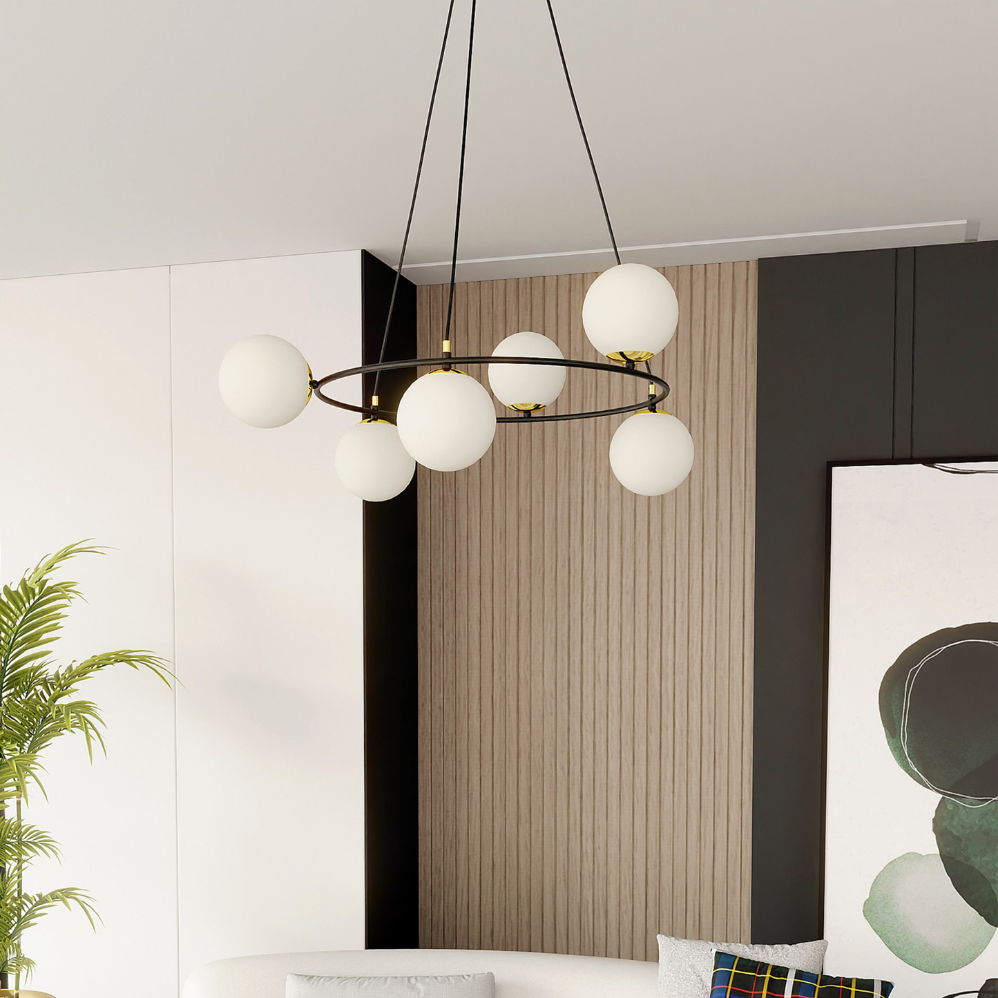 AZURA - Taklampa med 6 opalvita glas