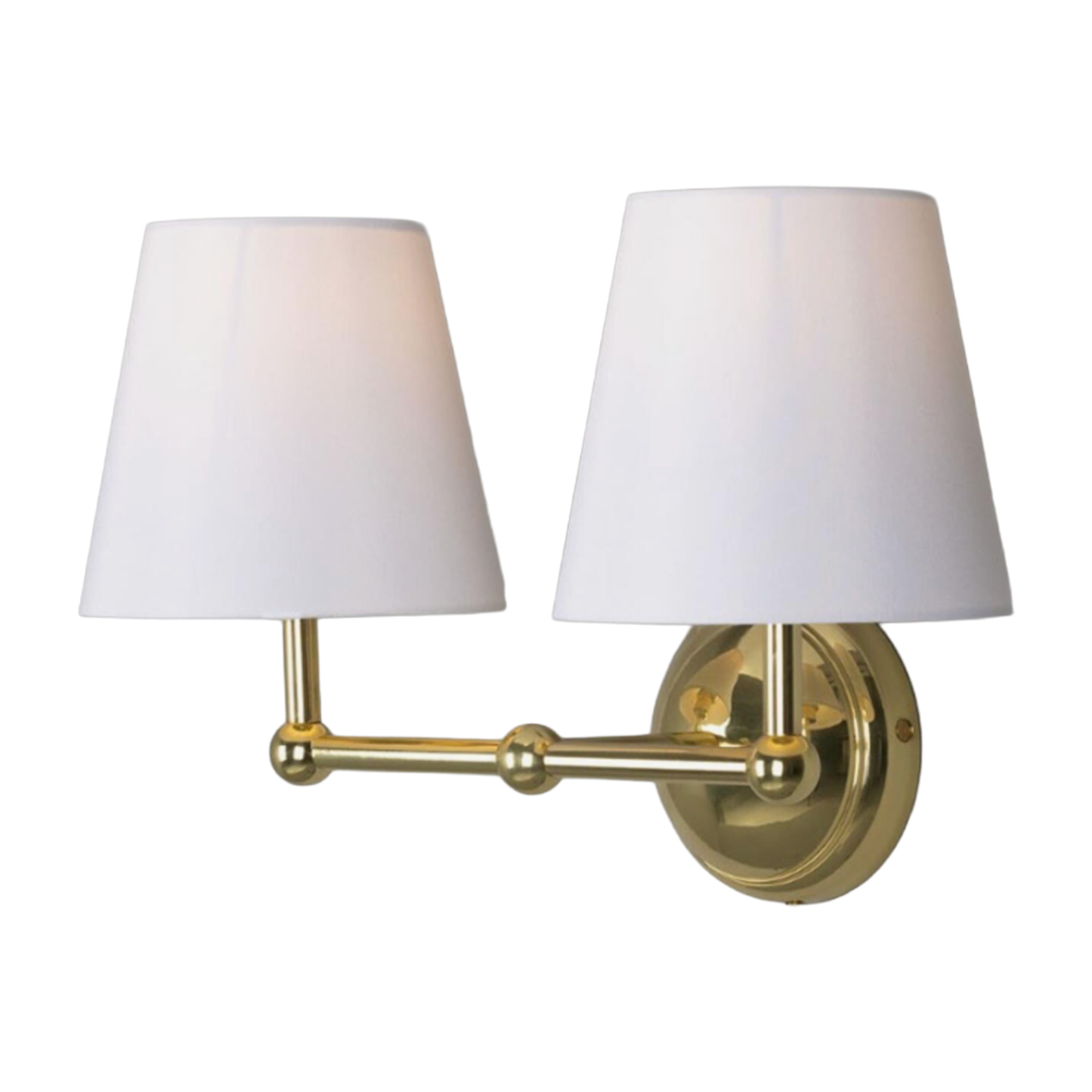 BUSAN - Modern Brass Double Wall Light with Fabric Shades