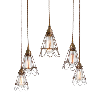 PRAIA - Cage Pendant Cluster, Five Light