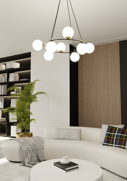 AZURA - Taklampa med 8 opalvita glas