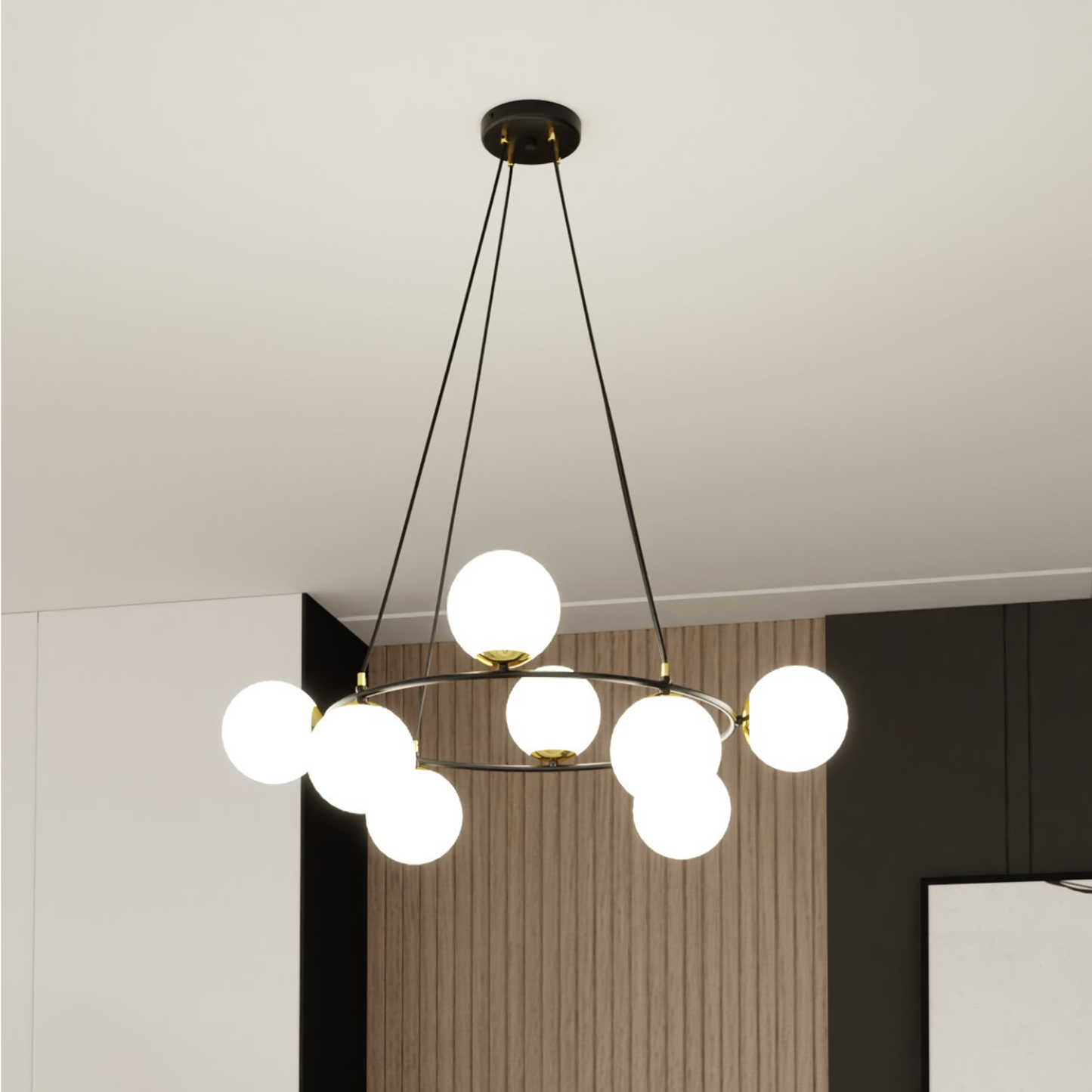 AZURA - Taklampa med 8 opalvita glas
