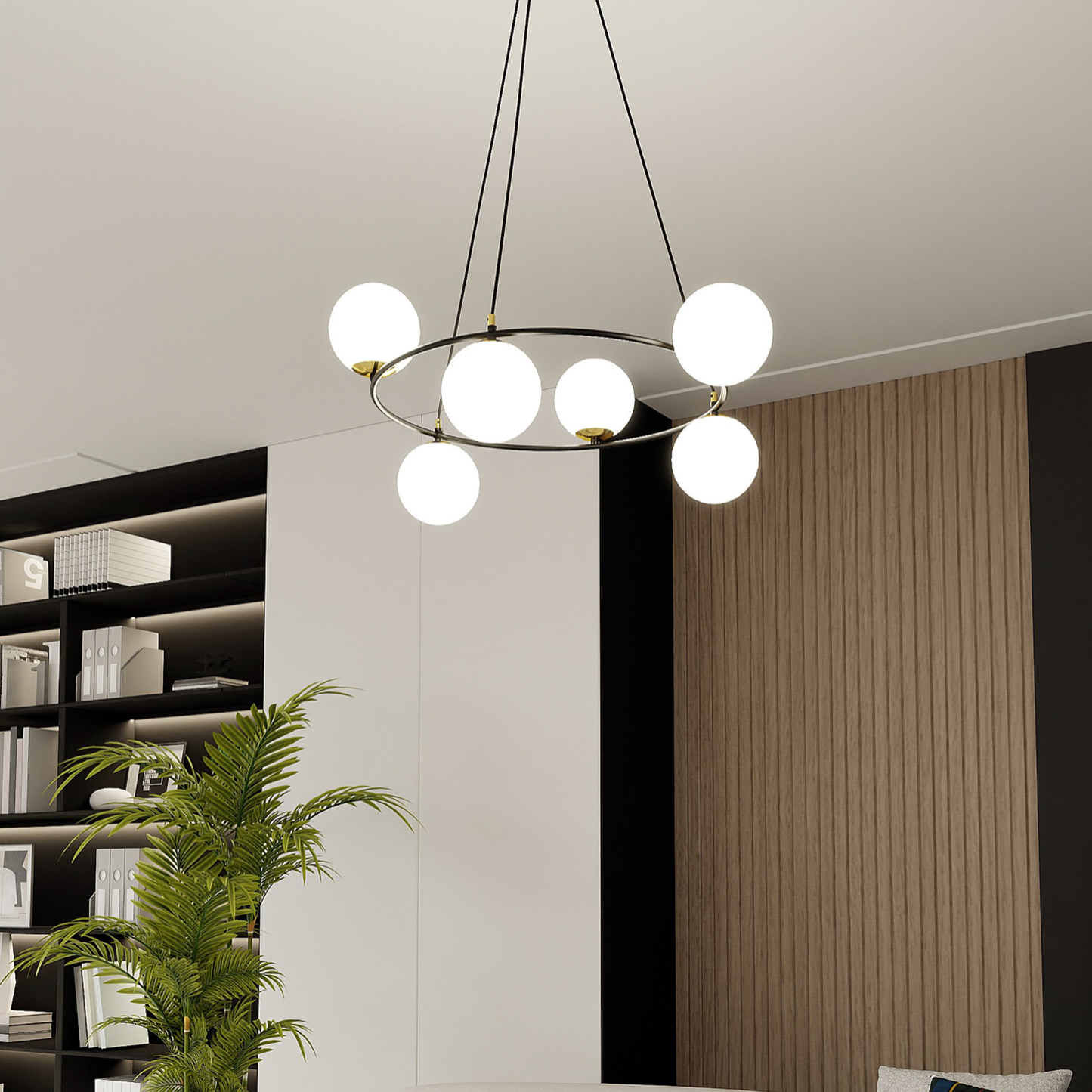 AZURA - Taklampa med 6 opalvita glas