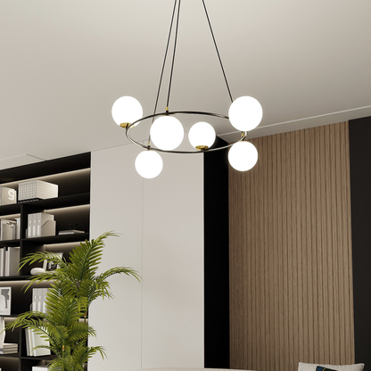 AZURA - Taklampa med 6 opalvita glas