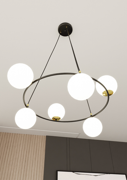 AZURA - Taklampa med 6 opalvita glas