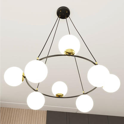 AZURA - Taklampa med 8 opalvita glas
