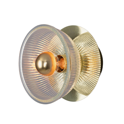 ECLIPSE - Prismatic Brass Glass Dish Wall Light
