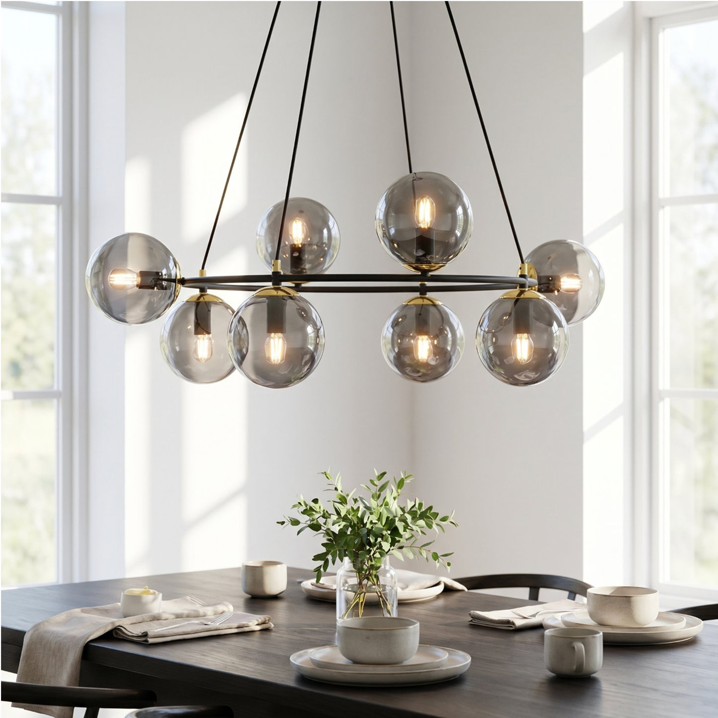 AZURA - Taklampa med 8 rökfärgade glas