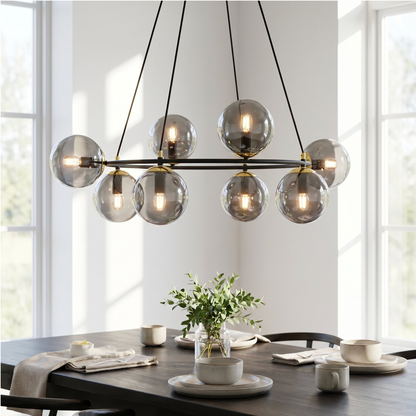 AZURA - Taklampa med 8 rökfärgade glas