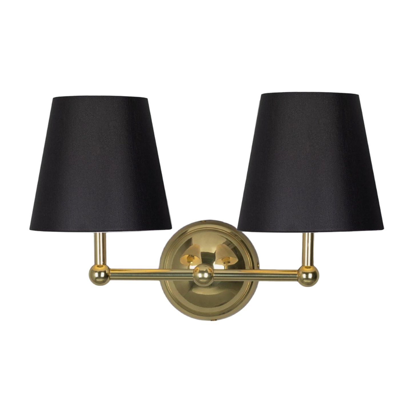 BUSAN - Modern Brass Double Wall Light with Fabric Shades