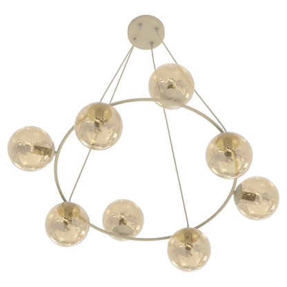AZURA - Taklampa i mokka med 8 amber färgade glas