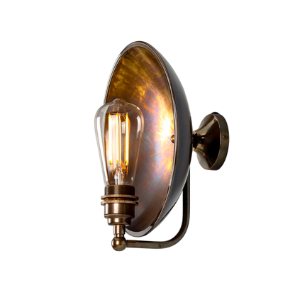 Chulainn Industrial Brass Dish Wall Light 25cm