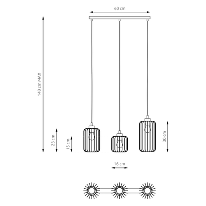 VANDER 3 - Pendel Taklampa Rak 60cm