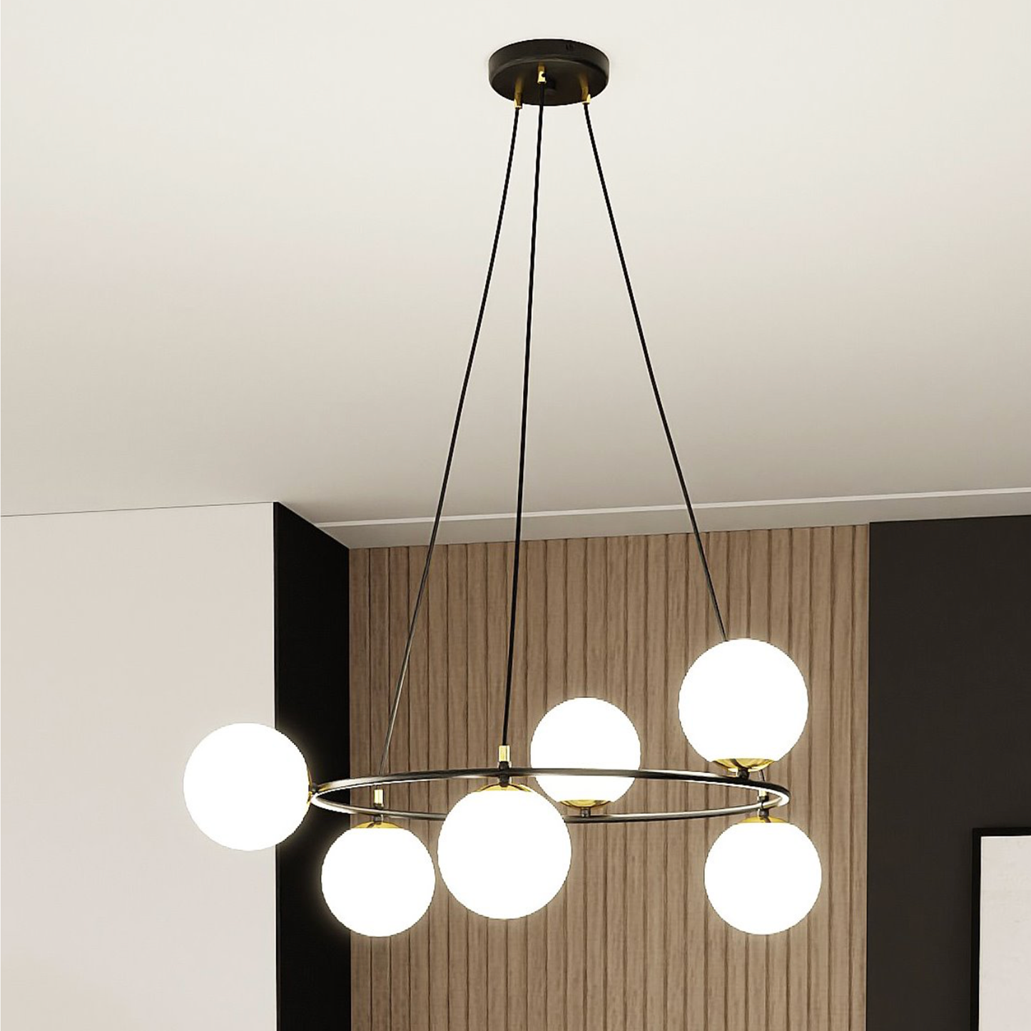 AZURA - Taklampa med 6 opalvita glas