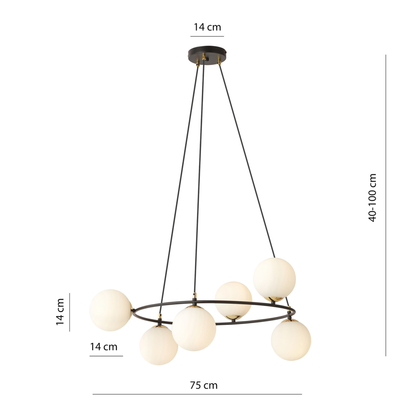 AZURA - Taklampa med 6 opalvita glas