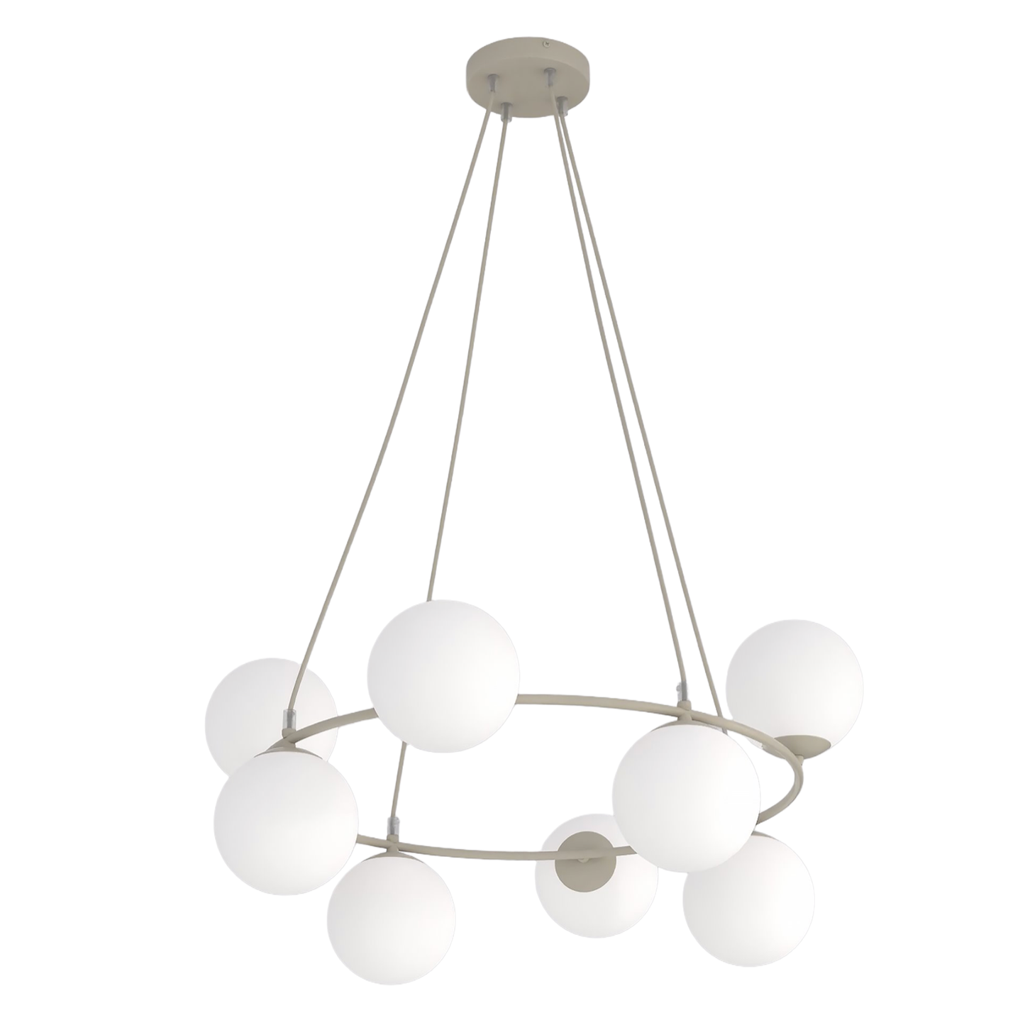 AZURA - Taklampa i mokka med 8 opalvita glas