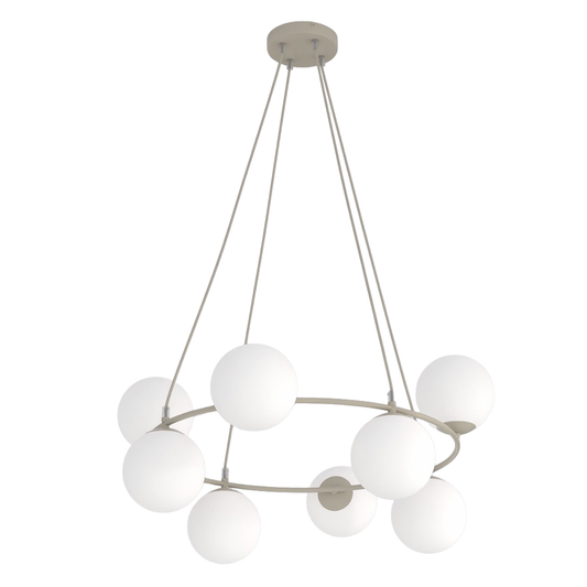 AZURA - Taklampa i mokka med 8 opalvita glas