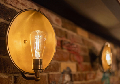 Chulainn Industrial Brass Dish Wall Light 25cm