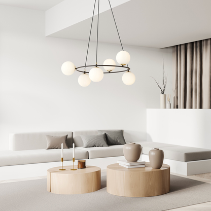 AZURA - Taklampa med 6 opalvita glas
