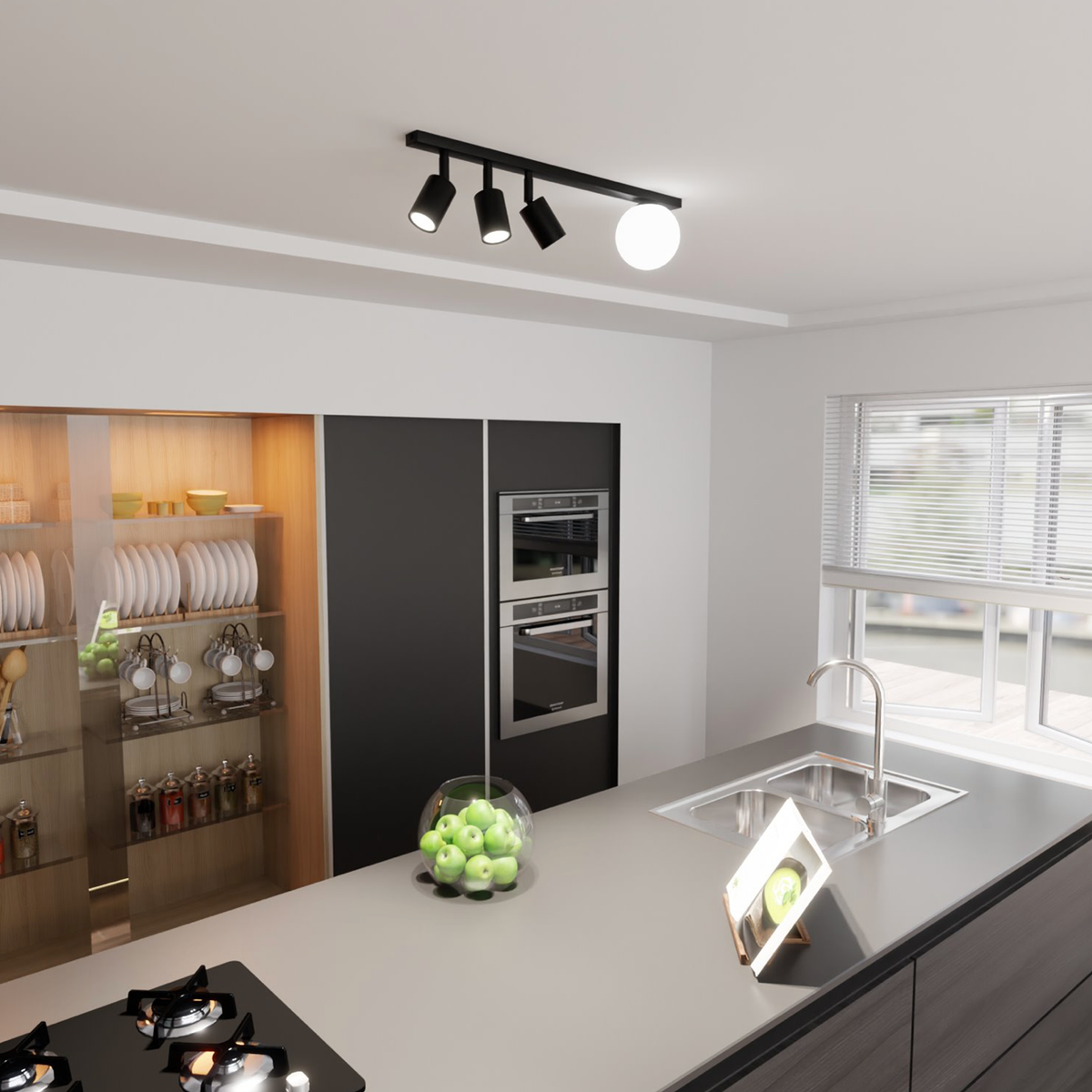 TAKLAMPA BASTER 4 - Spotlights med glob