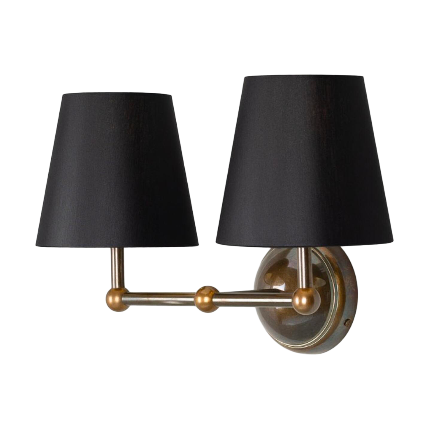 BUSAN - Modern Brass Double Wall Light with Fabric Shades